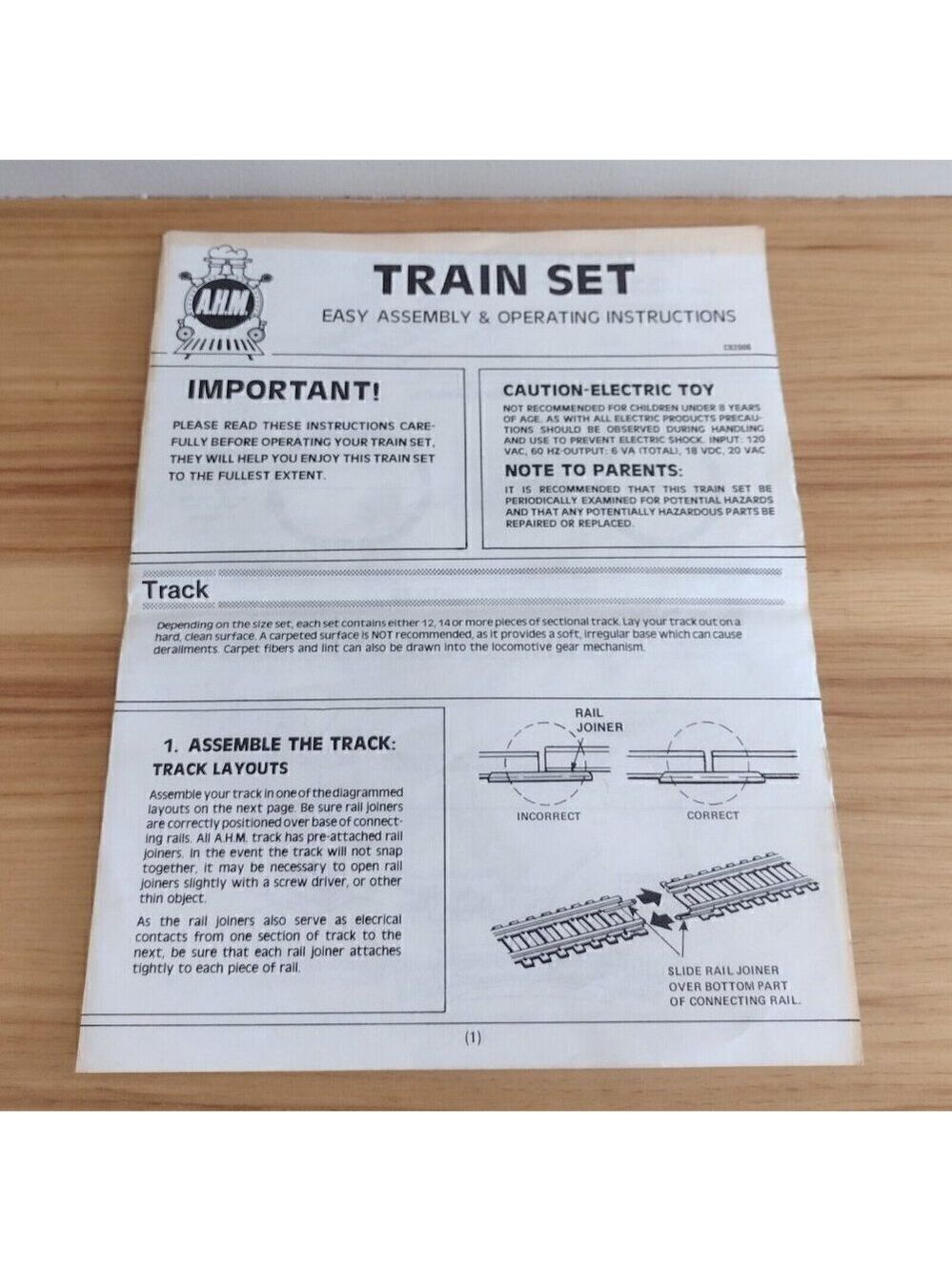 Vintage AHM Train Set Easy Assembly & Operating Instruction Manual